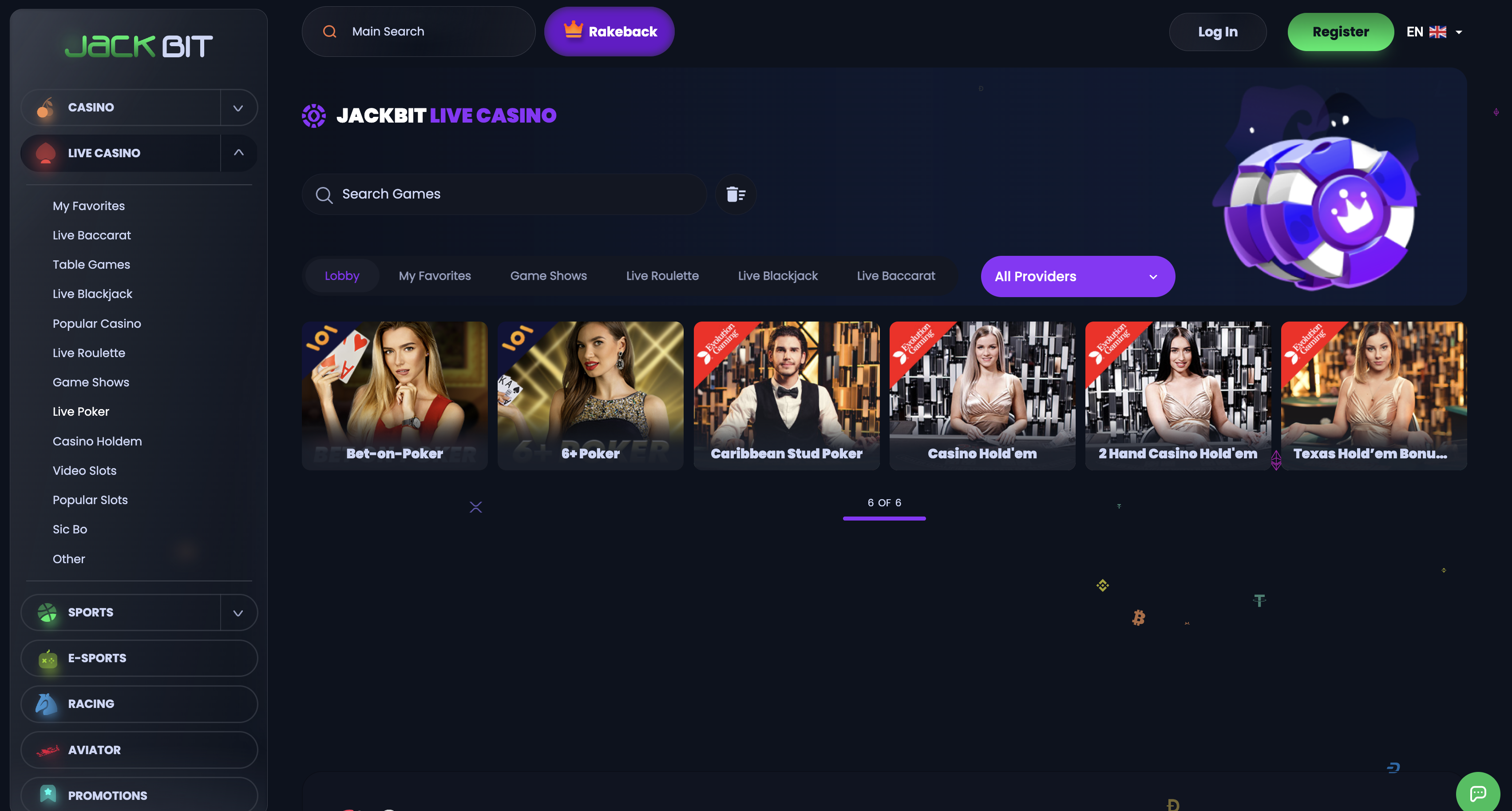 Jackbit live dealer blackjack tables preview